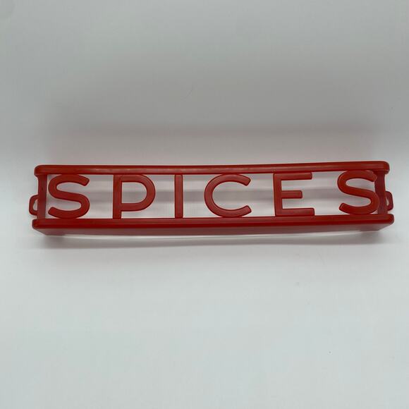 Lustro-Ware Red SPICES Hanging Wall Spice Rack Plastic Mid Century Kitschy Retro - Picture 1 of 7